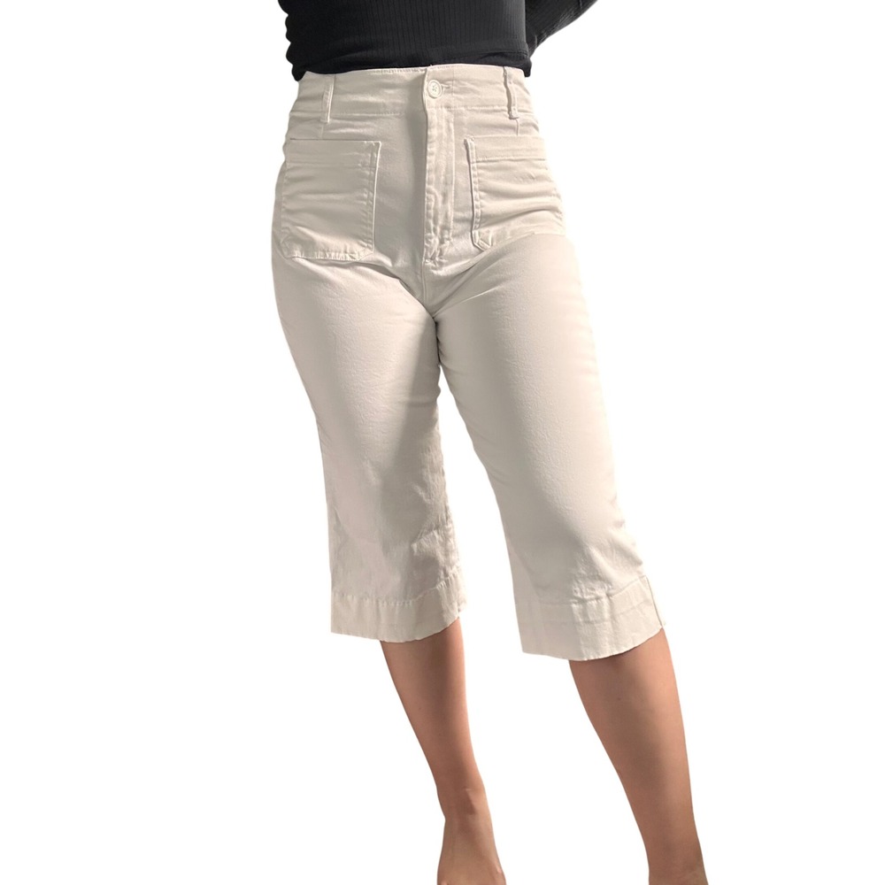 Bagatelle Collection Pants Womens 12 White High Rise Cropped Wide Leg Utility